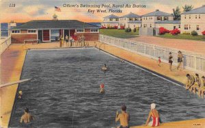 Officer's Swimming Pool Naval Air Station Key West Florida linen postcard