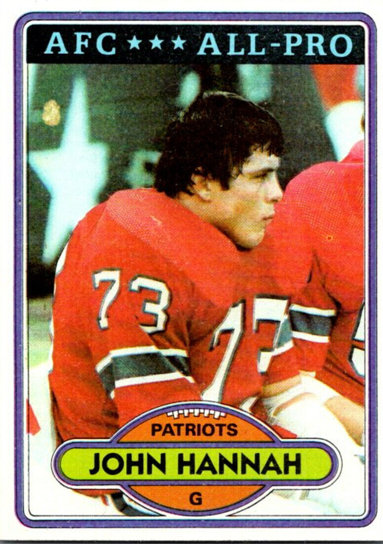 1980 Topps Football Card John Hannah G New England Patriots sun0372