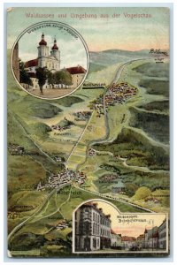 1911 A Bird's-Eye View of Waldsassen Surrounding Area Germany Multiview Postcard