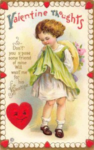 Valentine Greetings Will Some Friend of Mine Be my Valentine Girl 1910c postcard