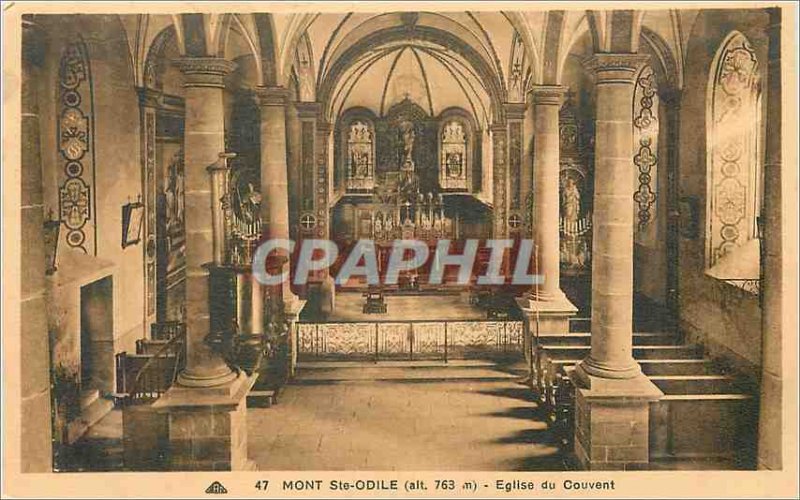 Old Postcard Mont Ste Odile (alt 763 m) Church of the Convent