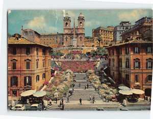 Postcard Spain's Square and the Trinità dei Monti Rome Italy