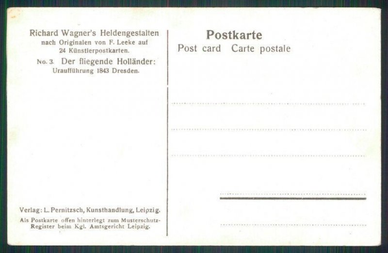 Richard Wagner Opera Der Fliegende Holl�nder postcard TC3492