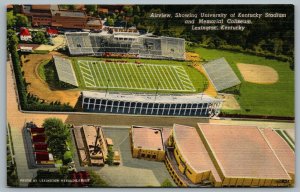 Postcard Lexington KY c1950 Airview University Stadium Memorial Coliseum Linen