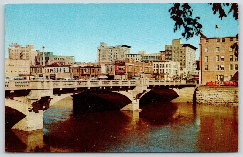 Cedar Rapids Iowa~Skyline~Newman's Department Store~Montgomery Ward~1950s Cars