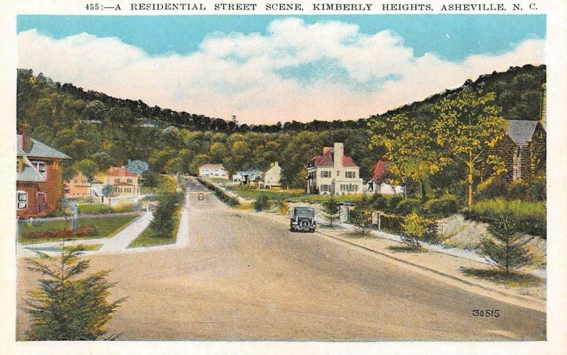 ASHEVILLE, NC North Carolina KIMBERLY HEIGHTS STREET SCENE  Homes~Car  c1920's