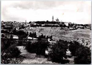 VINTAGE CONTINENTAL SIZED POSTCARD MOUNT ZION AND JERSUALEM REAL PHOTO 1950s