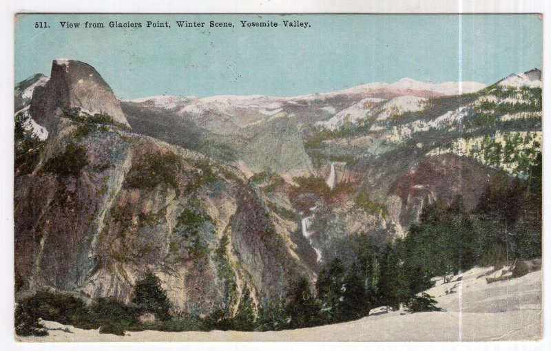 View from Glaciers Point, Winter Scene, Yosemite Valley