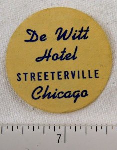 Vintage De Witt Hotel Streeterville Chicago Poster Stamp Luggage Label P312