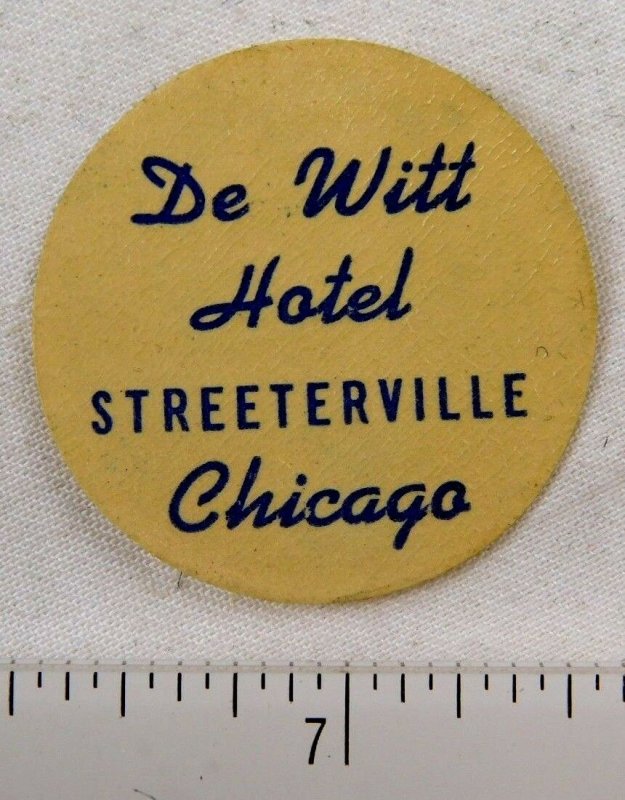 Vintage De Witt Hotel Streeterville Chicago Poster Stamp Luggage Label P312