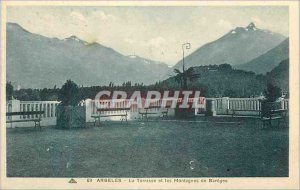 Old Postcard Argeles terrace and bareges mountains