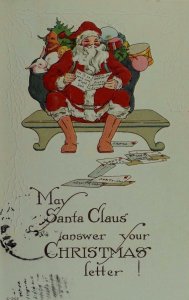 Circa 1910 Christmas Santa Claus Letters Toys Vintage Postcard P59