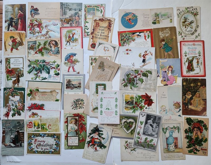 LOT of 48 CHRISTMAS THEME ANTIQUE & VINTAGE POSTCARDS