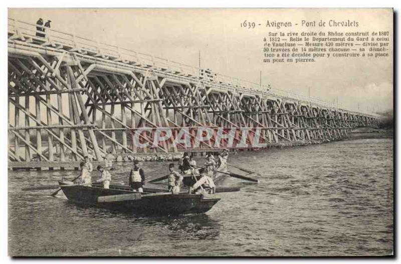 Old Postcard Army Avignon trestle bridge