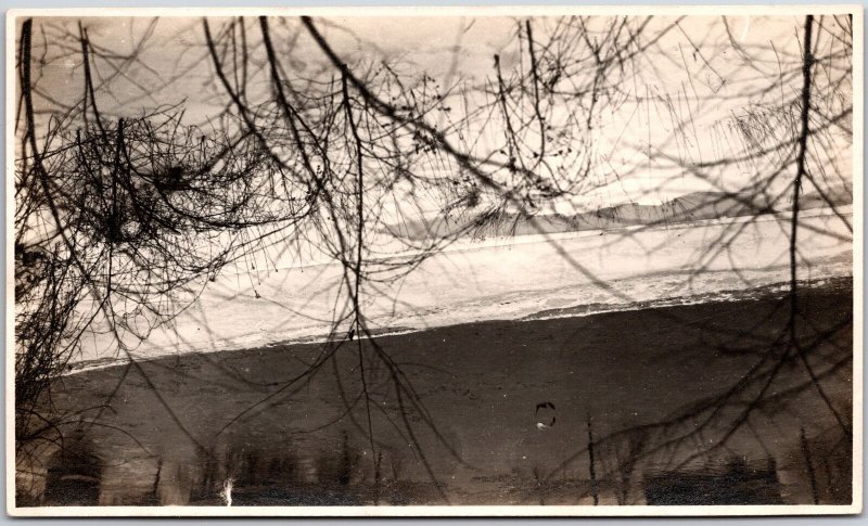 Boardwalk Near The Ocean Overlooking The Mountains Real Photo RPPC Postcard