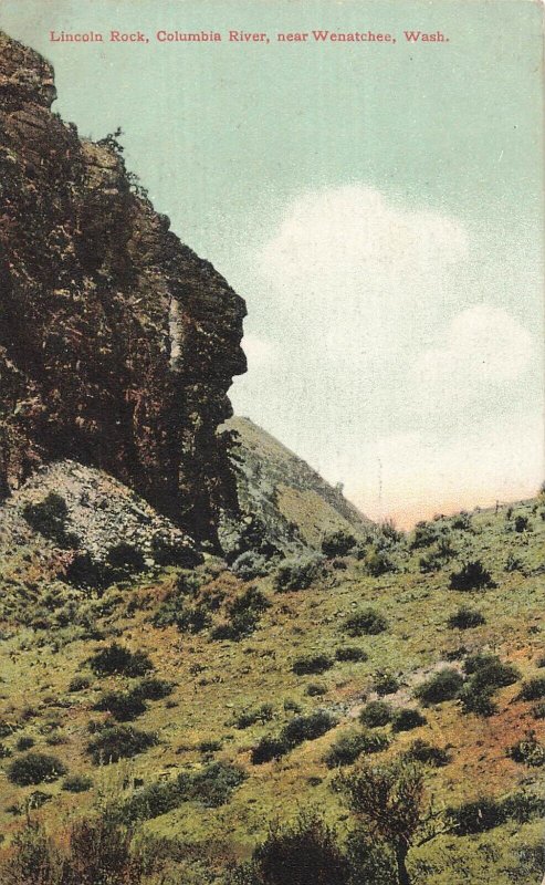 WENATCHEE WASHINGTON~LINCOLN ROCK-COLUMBIA RIVER~1910s POSTCARD