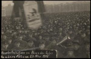 Germany 1918 Revolution RPPC Hamburg Altona Demonstration 61406