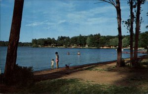 Merrimac Massachusetts MA Lake Attitash Child Dog c1950s-60s Postcard