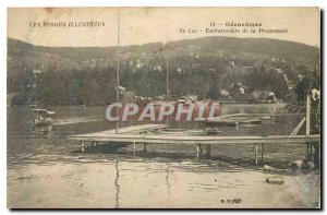 Old postcard Illustrated Vosges Gerardmer Lake Embarcadere Promenade