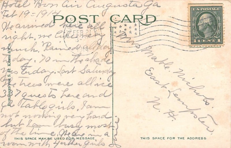 Augusta Georgia Broad St., Looking W. From 8th St., Color Lithograph PC U11327