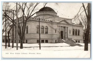 1908 Free Public Library Exterior Building Winona Minnesota MN Vintage Postcard