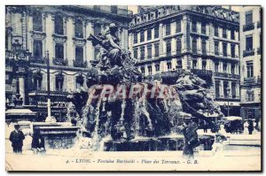 Old Postcard Fontaine Bartholdi Lyon Place Bellecour