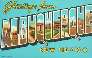 Postcard Greetings From Albuquerque Metropolis New Mexico The Duke City