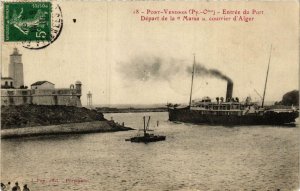 CPA PORT-VENDRES Entrée du Port Depart de la Marsa courrier d'Alger (680854)