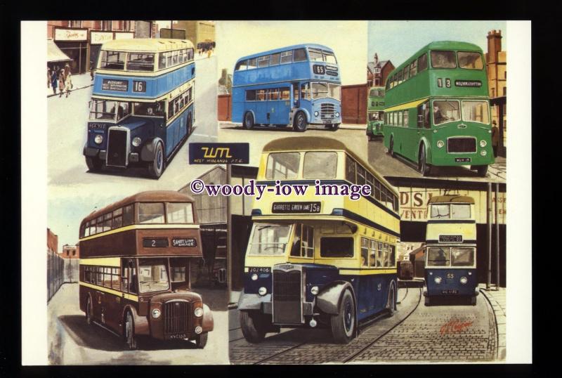 tm6622A - West Midland PTE Amalgamation of Buses - Artist - G.S.Cooper- postcard