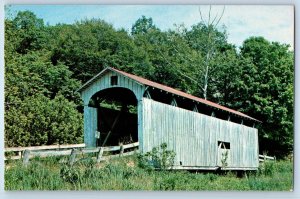 1960 Decaturville Ohio Postcard Rural Charm Root Bridge Washington Co. Hacking
