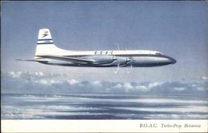 BOAC Turbo-Prop Britannia Airplane in Flight Vintage Postcard