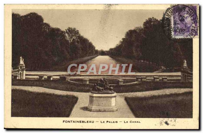 Old Postcard Fontainebleau Palace Canal