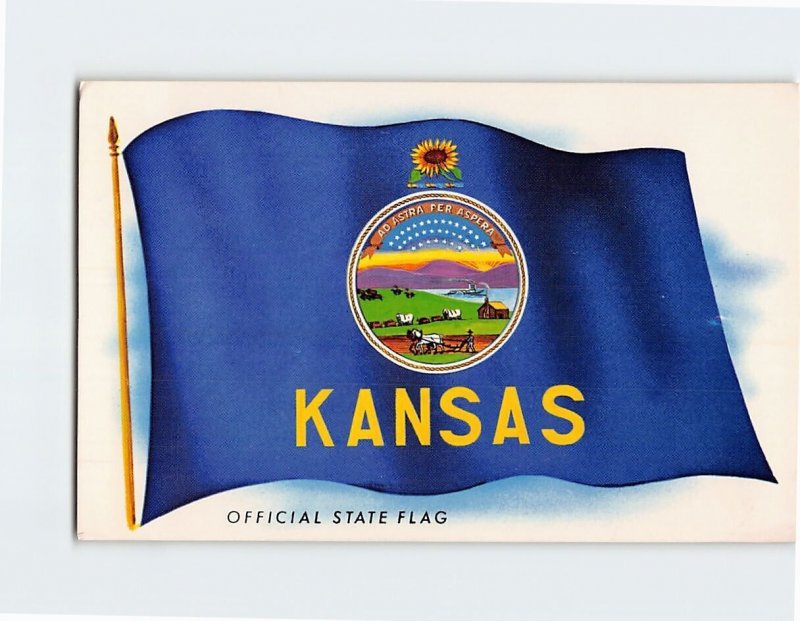 Postcard Official State Flag Kansas USA