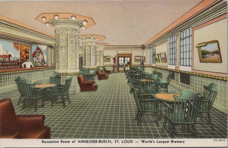 Postcard Reception Room Anheuser-Busch St Louis MO Largest Brewery