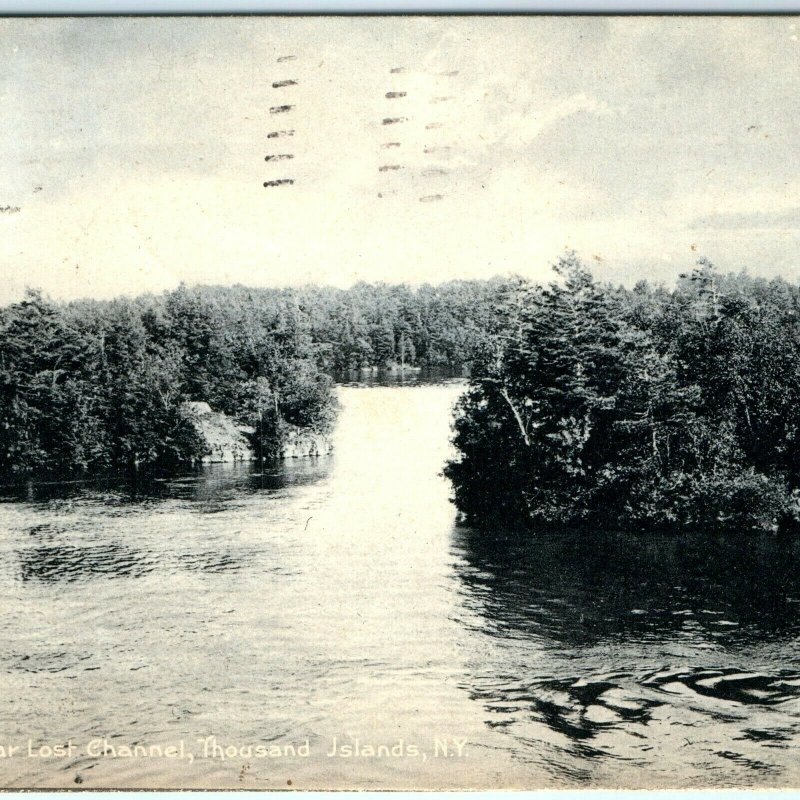 1907 Thousand Islands, NY Lost Channel Sol Art Prints Rotograph Litho Photo A50