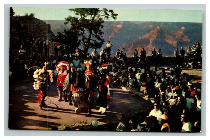 Vintage 1960's Postcard Grand Canyon National Park Hopi Indian Dancers Arizona
