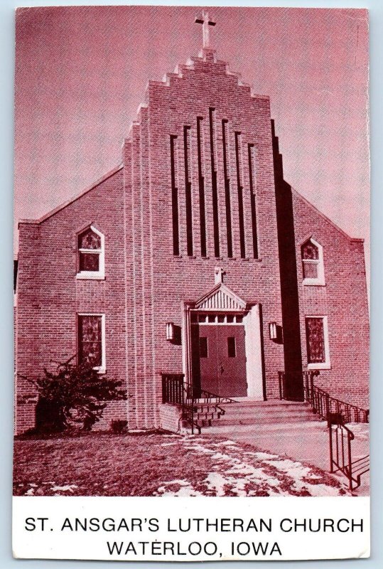 Waterloo Iowa IA Postcard St. Ansgar's Lutheran Church Exterior c1960's Vintage