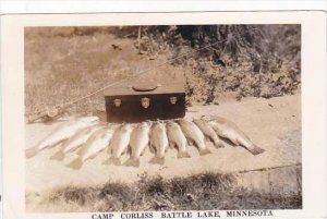 Minnesota Battle Lake Camp Corliss Catch Of Bass Real Photo RPPC