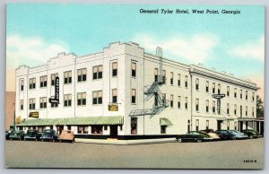 General Tyler Hotel Coffee Shop West Point GA C1930s Linen Postcard W21