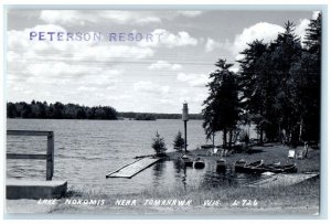 1953 Lake Nokomis Peterson Resort Near Tomahawk Wisconsin WI RPPC Photo Postcard