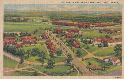 Fort Knox Kentucky Entrance to Post Headquarters 1950s Vintage Postcard