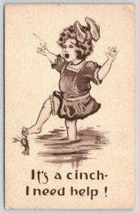 Everyday Kids Comic Pun: It's a Cinch-I Need Help! Lobster Grabs Girls Toe~1912