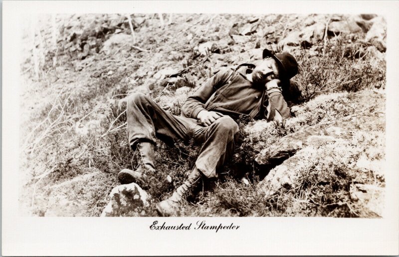 Exhausted Stampeder Klondike Yukon YT Unused Real Photo Postcard G72 