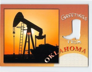 Postcard A Giant Oil Rig is Silhouetted at Sunset in Oklahoma USA