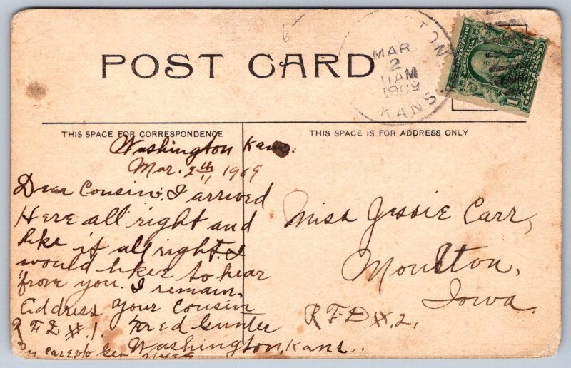 K27/ Washington Kansas Postcard c1910 West Side Square 237