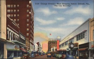 Orlando Florida FL Street Scene Linen 1930s-50s Linen Postcard