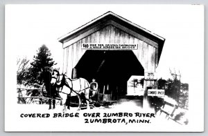 Covered Bridge Zumbro River Zumbrota MN Minnesota RPPC Postcard P30