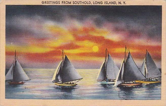 New York Greetings From Southold Long Island 1950