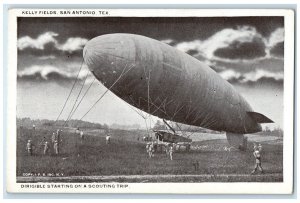 c1910's Dirigible Starting On Scouting Trip Kelly Fields San Antonio TX Postcard