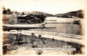 H89/ Zaleski Ohio RPPC Postcard c1940 Lake Hope State Park Beach Bath 187